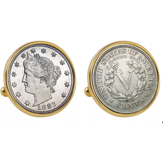 American Coin Treasures 1883 First Year of Issue Liberty Nickel Bezel Cuff Links - Silver/Gold