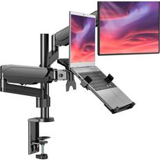 Wali Monitor Laptop Mount Stand, Laptop Gas Spring Arm Mount, Laptop Tray up to 15.6 inch, Monitor up to 32 inch, 17.6lbs GSDM002LP Black