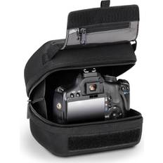 USA Gear Hard Shell DSLR Camera Case Black with Molded EVA Protection, Quick Access Opening, Padded Interior and Rubber Coated Handle-Compatible with Nikon, Canon, Pentax, Olympus and More
