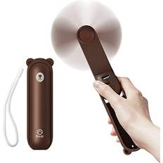 Hand Held Fans Jisulife Handheld Fan with 4800 Max Hours Runtime,Pocket Operated 3 Speeds-Brown