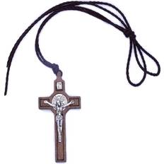 Brune Halskjeder Jesus Cross Necklace - Silver/Brown