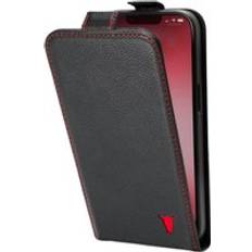 Accessoires de téléphones portables Torro iPhone 14 Leather Flip Case MagSafe Charging Black with Red Detail