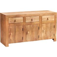 Wood Sideboards ‎Indian Hub Dakota Light Mango Wood 3 Sideboard