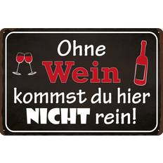 Accessoires d'intérieur Vianmo Blechschild 18x12 cm Ohne Wein Kommst Du Nicht Rein Décoration Murale