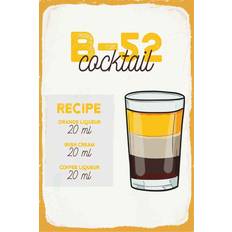 Oranje Posters Vianmo Holzschild 20x30 cm B-52 Cocktail Recipe Orange