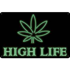 Einrichtungsdetails Vianmo Blechschild Wandschild Metallschild High Life Cannabis Wanddeko