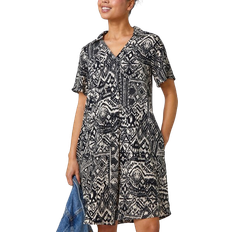 Pockets Dresses Roman Petite Aztec Pocket Tunic Dress - Black