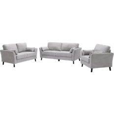 Lilola Home Damian Light Gray Linen Sofa 77" 3pcs 6 Seater