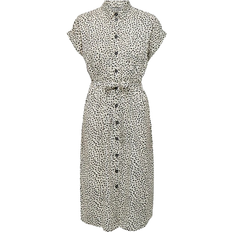 Only Hannover Midi Tie Belt Shirt Dress - White/Cloud Dancer