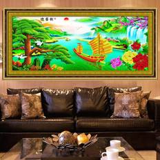 Green Diamond Paintings Zhihuan Round Diamond Living Room Diamond Paste Cross Stitch The Pine