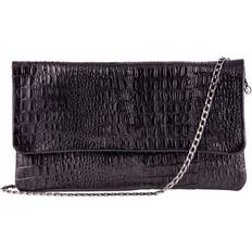 Infinity Leather Black Womens Clutch Alligator Leathr Printed Cowhide Bag