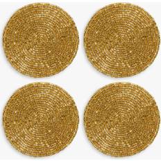 John Lewis Beaded Round Set of Gold Coaster 4pcs