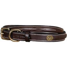 Dog Collar With Decorative Stitching Marron