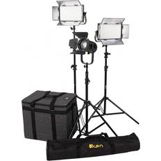Lighting & Studio Equipment Ikan Bi-Color LED 3-Light Kit w/2x LB5 8x14" Panels and SFB150 Fresnel, V-Mount
