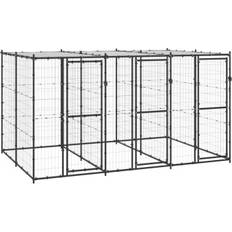 vidaXL Outdoor Dog Kennel Steel Puppy