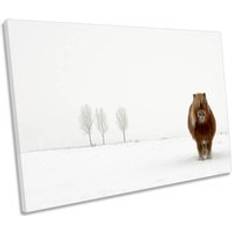 CanvasGeeks The Cold Pony Winter Wall Picture Print Framed Art