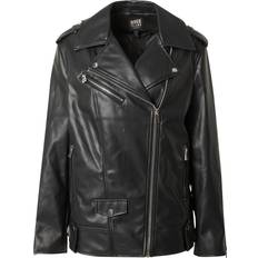 Clothing River Island Faux Leather Oversized Biker Jacket - Black