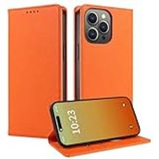 MOJIA fodral till Motorola Moto G24 G24 Power G04, [stark magnetisk stängning] Premium PU-läder plånbok fodral flip telefonfodral, korthållare multifunktionellt fodral. Orange