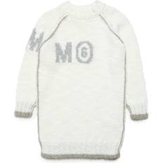 MM6 Maison Margiela Kids logo-print long-sleeve knitted dress kids Acrylic/Alpaca/Wool/Viscose/Metallic Fibre/Nylon yrs White