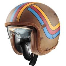 Motorcykeludstyr Premier Vintage Platinum Edition EX Open Face Helmet - Matt Brown/Orange/Red/Blue