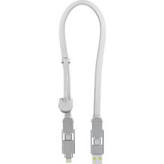 Rolling Square inCharge XL 6-in-1 Multi Charging Cable, Portable USB and USB-C Cable with 100W Ultra-Fast Charging Power, 1 Ft/0.3m, Glacier White