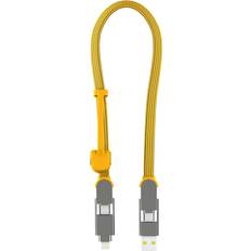 Rolling Square inCharge XL 6-in-1 Multi Charging Cable, Portable USB and USB-C Cable with 100W Ultra-Fast Charging Power, 1 Ft/0.3m, Summit Yellow