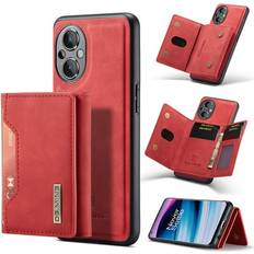 Mobile Phone Accessories Dteck for OnePlus 9 Pro 2021 Magnetic Case Retro PU Leather Wallet Case Detachable with Trifold Wallet Cash Slot Credit Cards Holder Pocket red