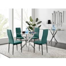 Silver/Chrome Dining Sets Furniturebox Tierra Modern Dining Set 5pcs