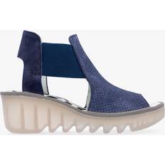 Blue - Women Heeled Sandals Fly London Biga Jeans Suede Wedge Sandals Colour: Blue Leather