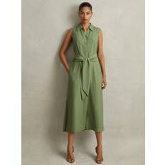 Green - Shirt Dress Dresses Reiss Morgan Linen Blend Midi Shirt