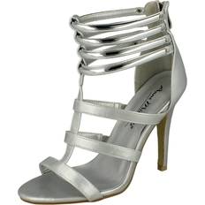 Cheap Heeled Sandals Anne Michelle UK 3, Silver Ladies Open Toe Heeled Sandals