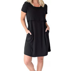 Kindred Bravely Eleanora Maternity & Nursing Lounge Dress Black