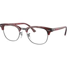 Glasses & Reading Glasses Ray-Ban Unisex Clubmaster Striped Red Clear Lenses Polarized 53-21