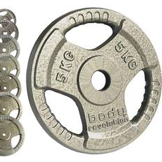 Silver Weight Plates Body Revolution Cast Iron 1" Standard Tri Grip Weight Plates Pair 2.5kg