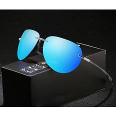 Solglasögon Pilot Lunettes de Soleil Rétro Polarisées Sans Bords - Bleu