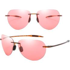 Solglasögon Pilot Lunettes de Soleil Rétro Polarisées Sans Bords - Rose