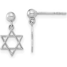 Finest Gold Quality YE2129 14K White Polished Star of David Post Dangle Earrings