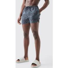 boohooMAN Mens Diamond Print Runner Trunks Black