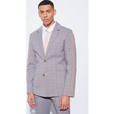 Harmaa - Mies Blazerit boohooMAN Slim Single Breasted Check Blazer - Grey