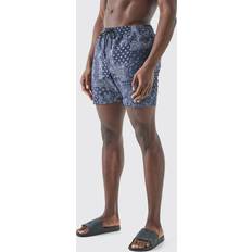 Sininen Uimahousut boohooMAN Mid Length Bandana Swim Short - Blue