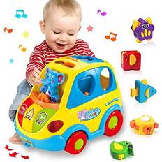 CAEGALKIMY Baby Toys for 1 Years Old Boys Girls Crawling Car Shape Sort Toys 6 12 18 Months Early Education Toys with Musical Light for 1st Birthday