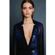 Karen Millen Plated Diamante Drop Necklace One