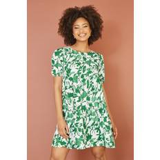 MELA Green Leaf Print Tunic Skater Dress