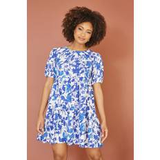 MELA Blue Leaf Print Tunic Skater Dress