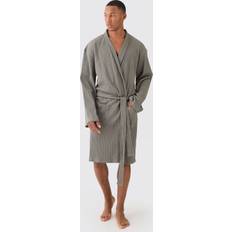 Green - Men Robes boohooMAN Mens Lightweight Waffle Loungewear Robe In Khaki Green