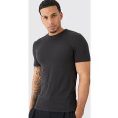boohooMAN Mens Muscle Fit T-Shirt Black