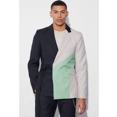 Green - Men Suits boohooMAN Mens Slim Wrap Panel Suit Jacket Green