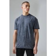 boohooMAN Active Oversized Acid Wash Raw T-shirt - Black