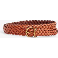 Polo Ralph Lauren Women Belts Polo Ralph Lauren Womens Brown Logo-buckle Braided Leather Belt