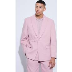 Herren - Rosa Jacketts boohooMAN Mens Melton Wool Oversized Strap Detail Blazer Pink